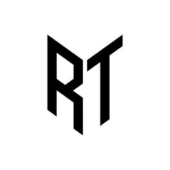initial letters monogram logo black RT