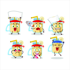 Mascot design style of banana smoothie character as an attractive supporter. Vector illustration