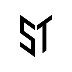 initial letters monogram logo black ST