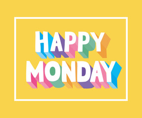 pretty lettering of happy monday