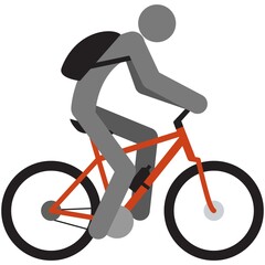 Cycling icon, vector man bike cyclist silhouette pictogram