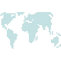 Dotted world map vector icon silhouette on white