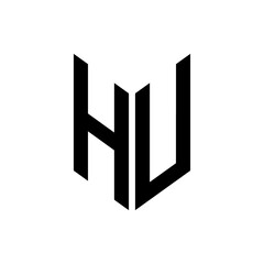 initial letters monogram logo black HU