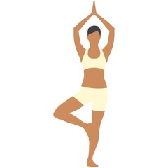Vector woman yoga exercising icon isolated on white