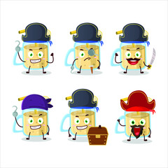 Cartoon character of banana smoothie with various pirates  emoticons. Vector illustration