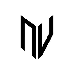 initial letters monogram logo black NV