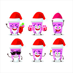 Santa Claus emoticons with grapes milk with boba cartoon character. Vector illustration