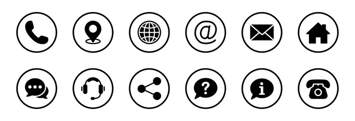 Contact us icon set. Web icon set. Website set icon vector