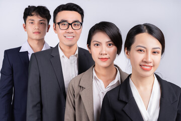 Fototapeta premium Group of Asian business people posing on a white background