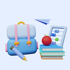 3d illustration of education back to school
