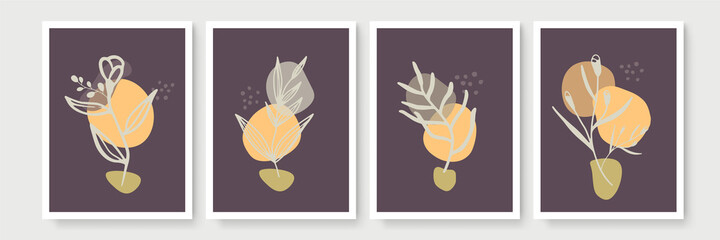 Set of A4 cards with botanical motifs.