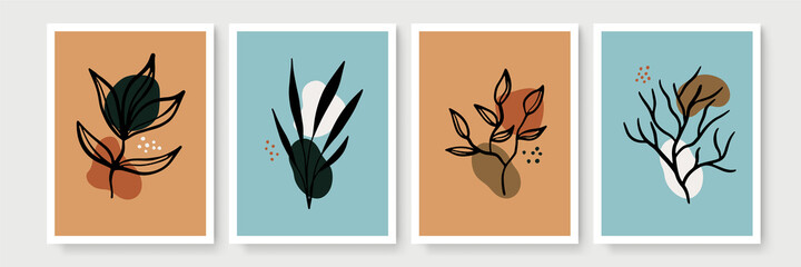 Modern minimalist abstract aesthetic illustrations. Contemporary wall decor. Collection of creative artistic posters.