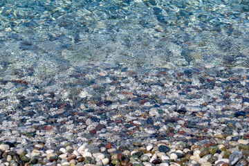 abstract nature background, texture of pebbles. Stone background. Sea pebbles. Kemer July 2021. Transparent sea in Turkey