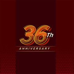 36th anniversary celebration logotype colorful design isolated with elegant background and modern design.