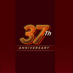Fototapeta premium 37th anniversary celebration logotype colorful design isolated with elegant background and modern design.