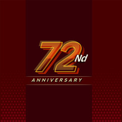 72nd anniversary celebration logotype colorful design isolated with elegant background and modern design.