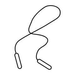 Jump rope. For home fitness training. Sport equipment. Vector outline hand drawn illustration in doodle style