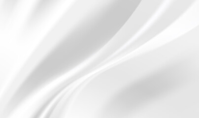 Abstract smooth elegant luxury white fabric texture background with copy space. Closeup of rippled white silk fabric.Abstract white cloth or liquid wave vector background.Cloth soft wave. Vector EPS10