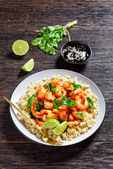 grilled spicy prawns with kale quinoa salad