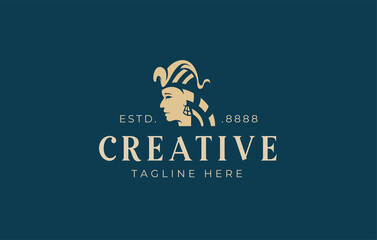 Queen Egyptian Logo Design Template. Vector Illustration of cleopatra queen concept. Egypt Symbol Icon Vector