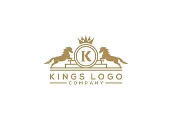 Luxury golden royal horse logo design inspiration