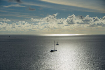 Fototapeta premium beautiful sea summer with boat at Phuket province, Thailand. subject is blurred and noise.