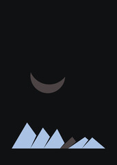 Geometric Mountains silhouette landscape art poster illustration