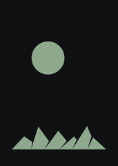 Geometric Mountains silhouette landscape art poster illustration