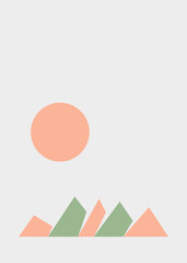 Geometric Mountains silhouette landscape art poster illustration