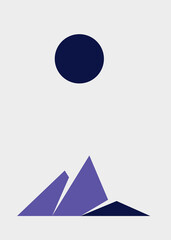 Obraz premium Geometric Mountains silhouette landscape art poster illustration