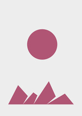 Geometric Mountains silhouette landscape art poster illustration