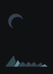 Geometric Mountains silhouette landscape art poster illustration