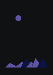 Geometric Mountains silhouette landscape art poster illustration