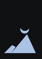 Fototapeta premium Geometric Mountains silhouette landscape art poster illustration