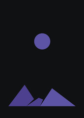 Geometric Mountains silhouette landscape art poster illustration