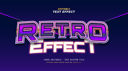Colorful Retro Text Style and Glowing Neon Effect. Editable Text Style Effect