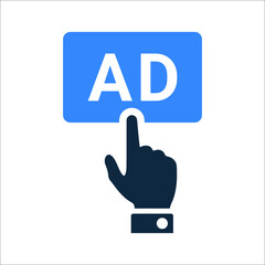 Pay, click, ad icon. Simple editable vector design isolated on a white background.