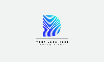 D letter Fingerprint logo. Vector Technology design template elements, Initial letter d vector Icon Fingerprint Concept, Abstract geometric logo. Beautiful logo. Creative logo. D letter line logo - obrazy, fototapety, plakaty