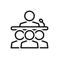 Black line icon for seminar