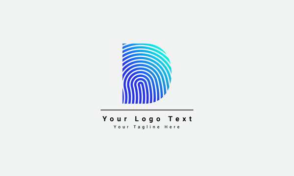 D letter Fingerprint logo. Vector Technology design template elements, Initial letter d vector Icon Fingerprint Concept, Abstract geometric logo. Beautiful logo. Creative logo. D letter line logo