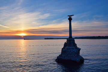 Monument to the Scuttled Ships at sunset