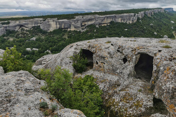 Fototapeta na wymiar Chufut-Kale ancient caves near Bakhchysarai