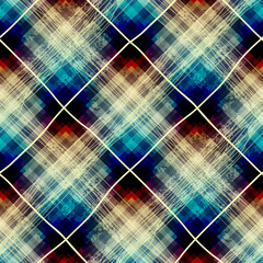 Fototapeta premium Abstract seamless pattern. Diagonal grunge plaid.