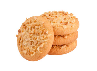 Shortbread biscuits with peanut crumbs isolated on white