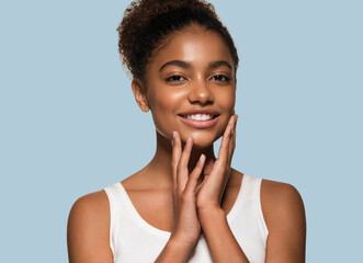 African american woman beauty healthy skin natural beauty happy smile