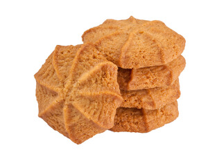 Butter shortbread homemade biscuits isolated on white background