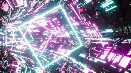 Abstract Bright Cyberpunk Pattern Light Tunnel