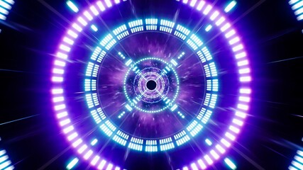 Abstract Neon Light Purple Dimension Tunnel