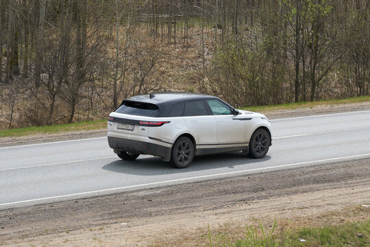 Ruzayevsky District, Mordovia, Russia - May 08, 2021: The Land Rover Velar on the intercity road.