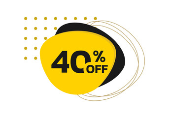 40 percent price off. Modern sale or discount label, icon, sticker with abstract geometric shapes. Promo banner design template. Vector illustration.